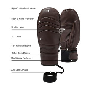 Gants de sport en cuir pour l'extérieur, hiver, intérieur polaire, pour hommes et femmes, épaissis, coupe-vent et résistants à l'eau, chauds et coupe-vent pour le ski - Product Image 2
