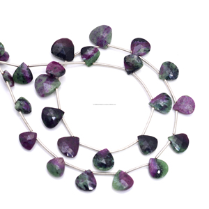 Cuentas Naturales de Rubí Zoisita, Forma de Corazón Facetado, 9x8.5 a 12.5x12 mm, Cuentas de Cristal de Rubí Zoisita, Hilo de Piedras Preciosas para Hacer Joyería - Product Image 2