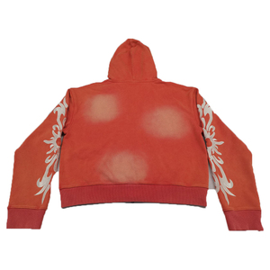 Vente en gros de sweats à capuche zippés pour hommes en molleton bouclette personnalisés, style vintage délavé à la pierre, avec impression sérigraphiée et effet soleil éclairé - Product Image 4