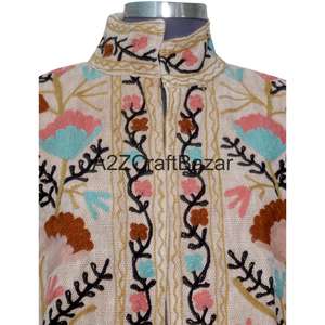 Veste TNT en gros avec broderie à la main, volants et motif floral, col en V, en coton, décontractée, pour l'hiver/le printemps, idéale pour les fêtes - Product Image 2