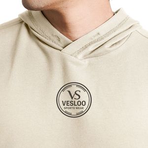 Beige Perform Hooded Tank Men's Sleeveless Gym Hoodie <b>Vest</b> Cotton Workout Training Fitness Bodybuilding <b>Stringer</b> Athletic Muscle - Product Image 6
