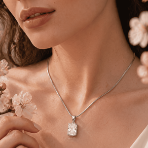 Colgante de diamante cultivado en laboratorio, corte radiante, collar solitario, elegante, joyería fina para mujer, colgante minimalista, regalo, colgante moderno - Product Image 3