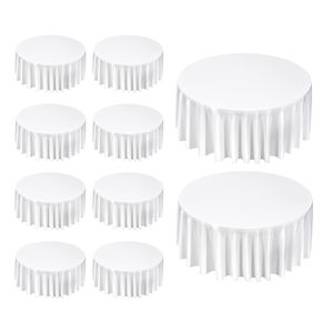 Paquete de 10 Manteles Blancos de Poliéster de 132 Pulgadas de Diámetro, Resistentes a Manchas y Arrugas, Lavables a Máquina - Product Image 1