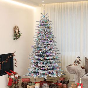 Albero di Natale Pre-Illuminato da 6,5 Piedi, Artificiale con Effetto Neve, 400 Luci LED e 990 Punte di Rami, Decorazioni Natalizie Verdi - Product Image 2