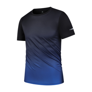 T-shirt de sport pour homme, coupe classique, col rond, manches courtes, 100% polyester, couleur unie, écologique, design uni, séchage rapide, entraînement, gym - Product Image 4