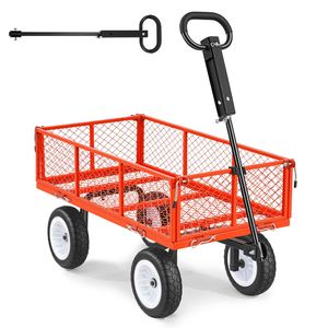 Carrello da Giardinaggio con Capacità di 400 Kg, Robusto in Acciaio, con Pneumatici da 10 Pollici e Sgabello Regolabile - Product Image 1