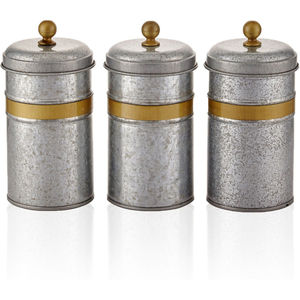 Ensemble de boîtes de conservation alimentaire en métal à rayures pour la cuisine, boîte à thé, à café, à sucre avec couvercle en métal galvanisé - Product Image 3