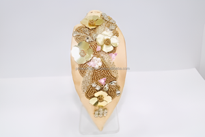 <b>Red</b> Embroidery with <b>Sequin</b> and Golden Leaf Detailing Handmade Fashion Luxury Headband Custom Bridal Party Wear Knotted Padded - Product Image 6