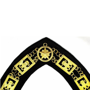 Customized Embroidered Black Gold <b>Star</b> <b>Badge</b> Chain Oval Shape Classical Style Fabric <b>Badges</b> for Promotion - Product Image 3