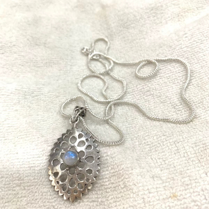 High Unique Design Natural Round With Moonstone <b>Necklace</b> <b>Solid</b> White Designer Pendant Fine Jewelry German <b>Silver</b> - Product Image 1
