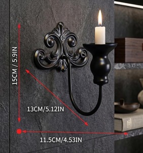 Artistic Ornate <b>Wall</b> <b>Sconce</b> Candle Holder Decorative Home Accent Vintage Style Metal <b>Wall</b> Mount - Product Image 4