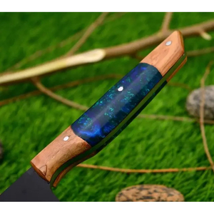 Couteau de chef Burraq personnalisé fait main en acier carbone, lame de 8 pouces, épaisseur de 3,0 mm, manche en bois, étui en cuir, garde au sec - Product Image 2