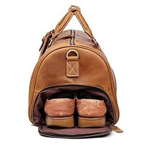 กระเป๋าหนังทรงดัฟเฟิล สไตล์เฮอริเทจ สำหรับเดินทางช่วงสุดสัปดาห์ เหมาะสำหรับผู้ชายและผู้หญิง ความจุขนาดใหญ่ ทนทาน ปิดด้วยซิป พกพาสะดวก รุ่น LDB-0260 - Product Image 3