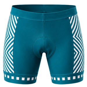 Shorts de cyclisme rembourrés blancs et turquoise, personnalisés, à séchage rapide, respirants, extensibles, pour la course à vélo, le vélo de route, l'entraînement et la performance - Product Image 1