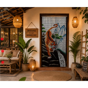 Cortina de Bambú Sostenible con Cuentas, Hecha a Mano en Vietnam, Decorativa para Puerta, Diseño Bohemio, Control de Luz, Octogonal - Product Image 4