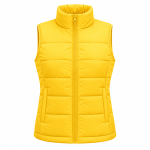 Chaleco Acolchado Térmico Transpirable para Mujer, Estilo Casual, Cuello Alto, Cierre de Cremallera, Sin Mangas, Color Sólido - Product Image 1