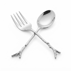 Juego de Servidores de Ensalada de Acero Inoxidable con Diseño de Palmera, Acabado Dorado Decorativo, Cuchara y Tenedor de Servir con Mango de Latón, Utensilios para el Hogar - Product Image 4
