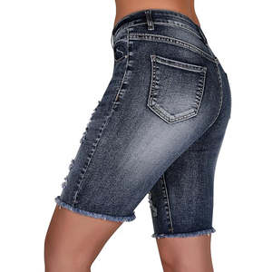 Jean en denim décontracté pour homme, de haute qualité, de marque, à jambe large, motif léopard, bleu clair délavé, avec déchirures et franges, style urbain Hip Hop - Product Image 2