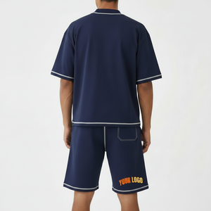 Mens Weekend Printed Summer Casual Shorts <b>Set</b> Breathable Polyester Cotton 2 Piece Short Sleeve T Shirt Daily Wear - Product Image 4