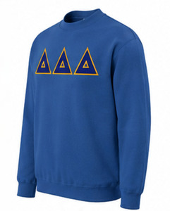 Delta Delta Delta Hooded Sweatshirt Blue Gold Solid <b>Men's</b> Casual Pullover Regular Fit Knitted Cotton Eco-friendly Winter Wear - Product Image 3