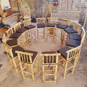 Bamboo Folding <b>Garden</b> Chair Outdoor Rustic Bar <b>Stool</b> Natural Wood Design Tapered Leg Hard Floor Use modern Balcony Courtyarn - Product Image 6