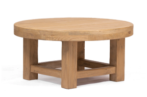 Mesa de Centro Redonda de Madera Ayla, Estilo Rústico, Mueble de Madera Natural para Sala de Estar, Decoración Interior Estilo Granja - Product Image 3