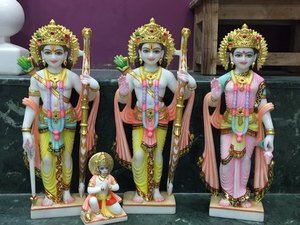 มองงดงามที่มีคุณภาพที่ดีที่สุดขัดสีขาวหินอ่อน Ram Darbar ใช้สำหรับตกแต่งบ้านและบูชา - Product Image 4