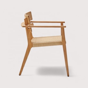 Fauteuils de piscine de jardin en bois de teck massif de luxe contemporain siège en corde de papier chaise de salle à manger extérieure durable pour hôtel restaurant - Product Image 3