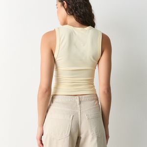 Camiseta sin mangas de punto acanalado, cuello redondo, transpirable, de alta elasticidad, sexy, informal, ajustada, para yoga, para mujer. - Product Image 2