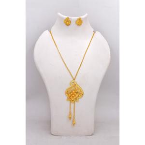 Gold Plated Necklace Set Jewelry Ethiopian Earring Pendant Necklace Set Dubai Women Set Africa India Nigeria <b>Wedding</b> Gift Party - Product Image 3