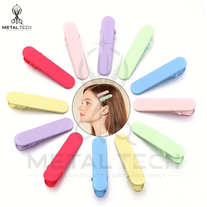Barrettes à bec de canard professionnelles en métal mat coloré, sans pliage, pour la coiffure et l'application de maquillage en salon - Product Image 2