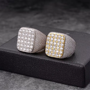 Bagues pour hommes en argent sterling 925 avec diamants ronds Cadeau de mariage populaire avec plusieurs rangées plaquées or glacé or rose pour fiançailles - Product Image 4