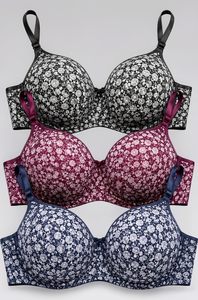 Sujetador de cobertura completa para mujer, sujetador estampado cómodo y acolchado para el día a día, sujetador sin aros, sujetador estampado de tela suave, sujetador elegante - Product Image 3