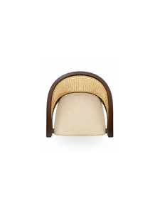 Chaise de salle à manger moderne du milieu du siècle, dossier en rotin courbé, structure en bois, chaise d'appoint rembourrée beige, pieds solides - Product Image 5