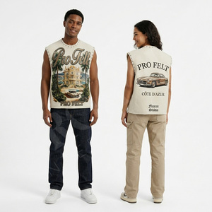 Luxury Vintage Washed Sleeveless T Shirts Men Summer Streetwear Graphic Vest Casual Cotton Polyester Shirt Fashionable Trendy - Product Image 2