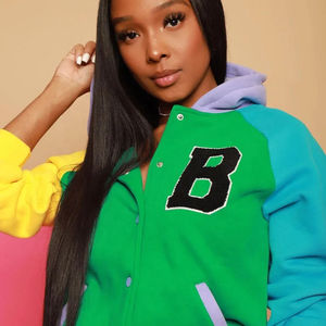 Chaqueta universitaria con capucha para mujer de buena calidad, parche con letras, bordado de chenilla, chaqueta universitaria con capucha Unisex de gran tamaño - Product Image 2