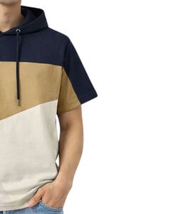 Camiseta con Capucha de Manga Corta para Hombre, Sudadera Informal con Capucha, Top de Algodón Suave para Verano, Color Azul Marino y Caqui, Ropa Urbana - Product Image 4