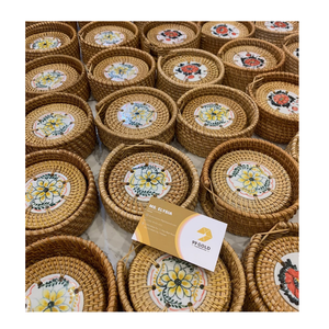 Handmade <b>Bamboo</b> Bohemian Placemat Round <b>Mats</b> With Floral And Patchwork Design For Table Decoration - Product Image 4