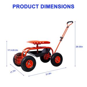 Carrello da Giardino Regolabile in Altezza, Robusto, a 4 Ruote, con Manico Estensibile, Prodotto per Esterni di Alta Qualità - Product Image 2