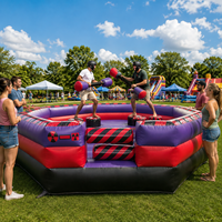 Arène de combat interactive gonflable commerciale pour joute de gladiateurs, avec bâtons de joute rembourrés en PVC, certifiée CE, Max