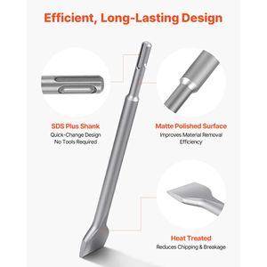 Jeu de ciseaux SDS Plus 6 pièces pour marteau perforateur – Ciseaux à pointe plate et à rainure en U pour maçonnerie, traités thermiquement - Product Image 5