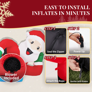 Decoración Inflable Navideña de Santa Claus con Luces LED de 7 Pies, Divertida Decoración Inflable para Exteriores con Función de Recostarse en el Suelo - Product Image 4