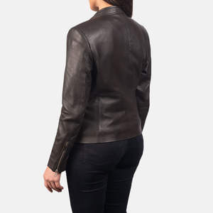 Chaqueta de Cuero Satinado de Alta Calidad para Mujer, con Cuello Alto, Impresión de Logotipo Personalizada, Diseño Moderno, Técnica de Teñido Liso - Product Image 3