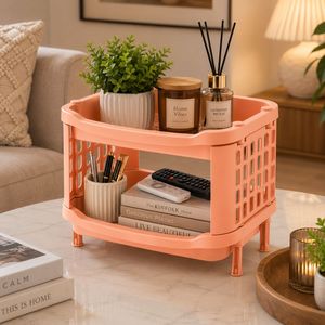Étagère de rangement multifonctionnelle en plastique PP à double niveau, durable, moderne, pliable, pour garde-manger et aliments - Product Image 2