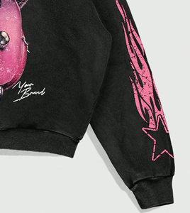 เสื้อฮู้ดดี้สตรีทแวร์แบบสั่งทำพิเศษ พิมพ์ลาย DTF ล้างสีแบบแอซิดวอช ทรงโอเวอร์ไซส์ ผ้าคอตตอนฟลีซ เสื้อผ้าแฟชั่น - Product Image 5