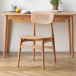 Chaise de salle à manger en bambou au design moderne, siège et dossier en rotin, chaise latérale en bois pour la maison, le restaurant, la salle à manger - Product Image 1