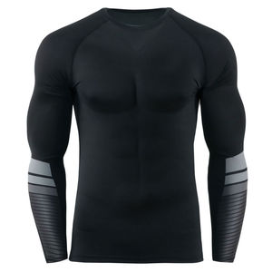 Camiseta de Compresión Transpirable de Alta Calidad para Hombre, Spandex/Poliéster, Ajuste Delgado, Elástica, Manga Larga, Ropa Deportiva para Gimnasio y Running - Product Image 1