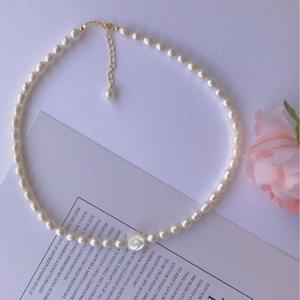 Collar de Perlas de Agua Dulce con Diseño de Rosa, Plata de Ley 925 de Alta Gama, Diseño de Nicho, Flor de Concha, Cadena de Clavícula con Cuentas Pequeñas - Product Image 2