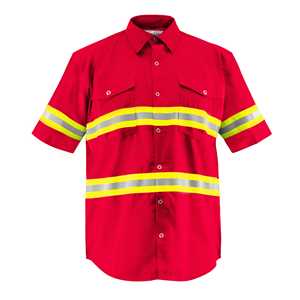Chemises de travail à demi-manches de qualité supérieure Vêtements de sécurité réfléchissants haute visibilité en rouge X-Large - Product Image 1