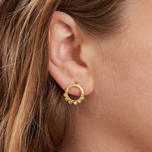 Pendientes de Aro Circulares de Moda con Piedras Preciosas de Labradorita con Cuentas, Envueltas en Alambre de Oro, Chapados en Oro de 18K sobre Plata de Ley Vermeil - Product Image 1